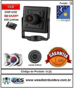 Micro câmera day night ccd sharp 420 tvl color 1/4 para segurança eletronica código do produto 1135