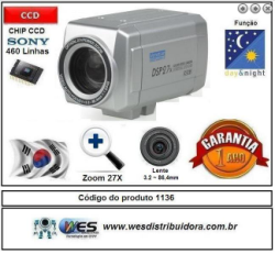 Câmera profissional colorida para cftv d/n com zoom 27X ccd sony 1/4, 460 tvl código do produto 1136